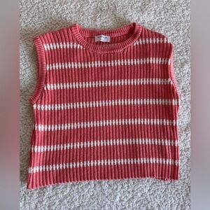 Butter Melon Women's Pink & White Striped Sweater cropped Medium Cottagecore Y2K